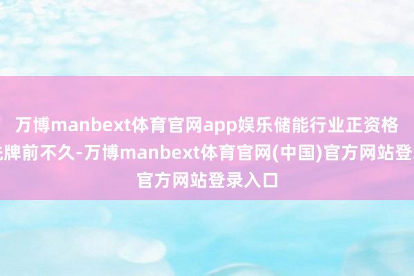 万博manbext体育官网app娱乐　　储能行业正资格深度洗牌　　前不久-万博manbext体育官网(中国)官方网站登录入口